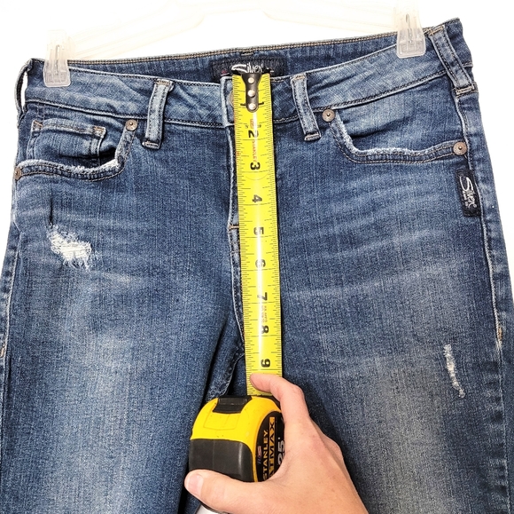 Silver Jeans Aiko Skinny Jeans Womens Size 26 Distressed Raw Hem Cropped Denim - Picture 8 of 12